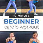 collage of woman performing low impact cardio exercises
