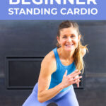 woman performing a standing cardio exercise