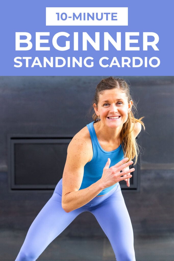 woman performing a standing cardio exercise