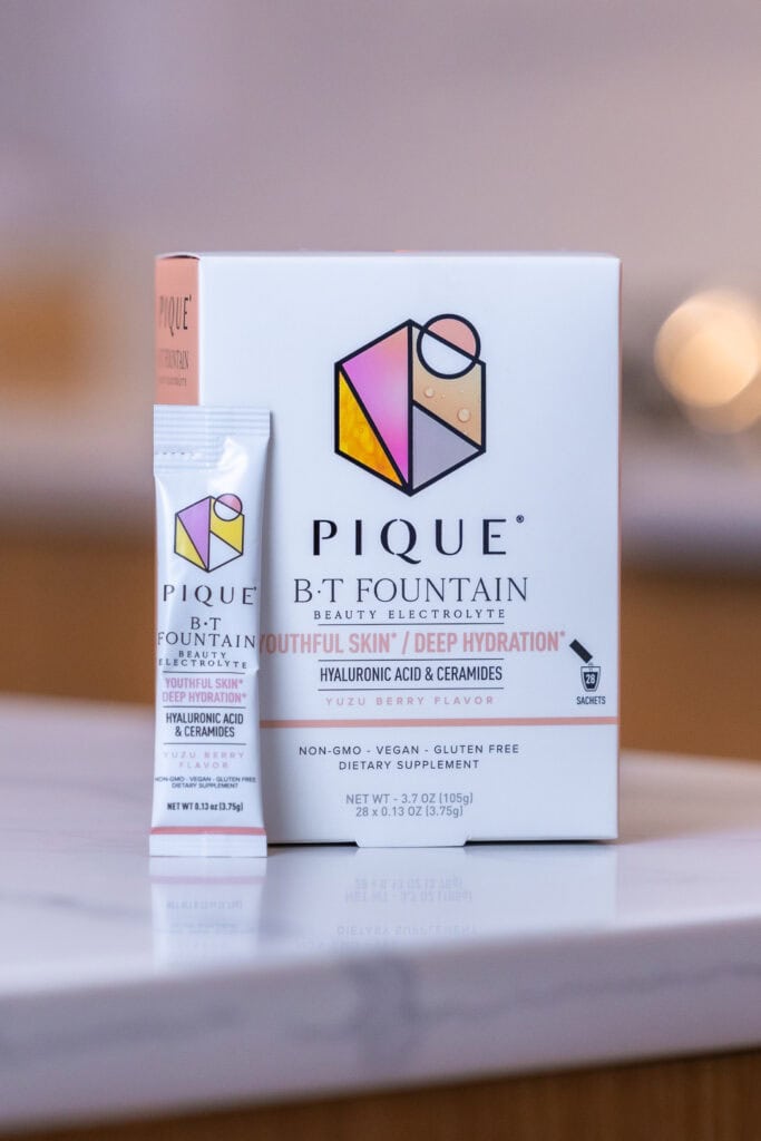 Pique BT fountain beauty electrolyte, youthful skin and deep hydration. As part of the best electrolyte powders.  
