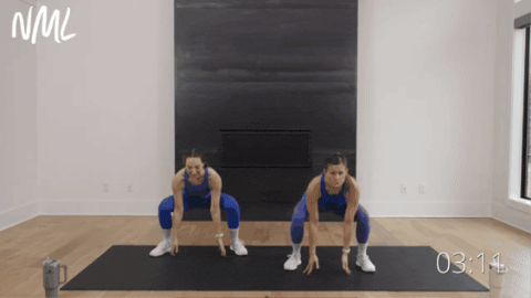 two women performing sumo squats as part of beginner cardio workout