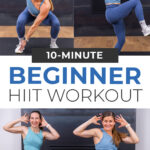 collage of woman performing low impact hiit exercises