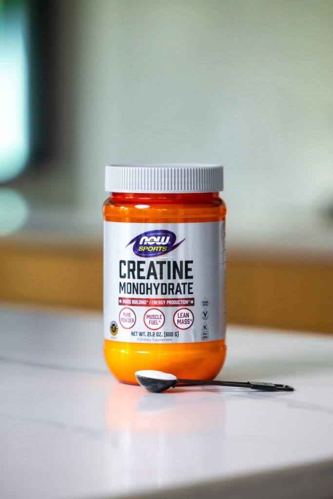 Creatine monohydrate for women with a tsp scoop of the powder.