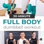collage of women performing dumbbell exercises