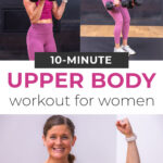 collage of woman performing upper body exercises for women