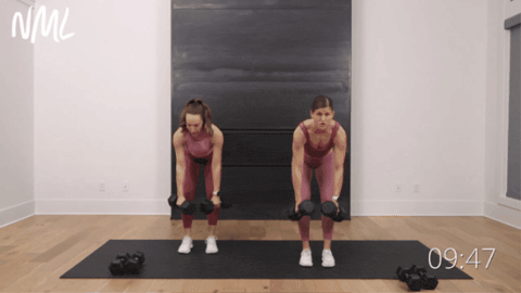 two women performing back rows as example of best upper body exercises for women