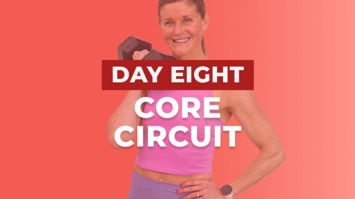 woman holding dumbbell as part of core circuit workout