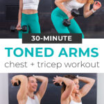 collage of woman performing tricep exercises