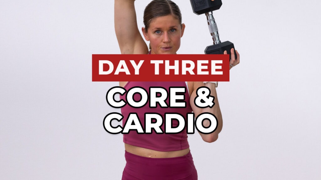 woman performing shoulder halo as part of core training workout