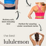 Three women wearing lululemon sports bras