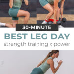 three exercise images pulled from best leg day routine