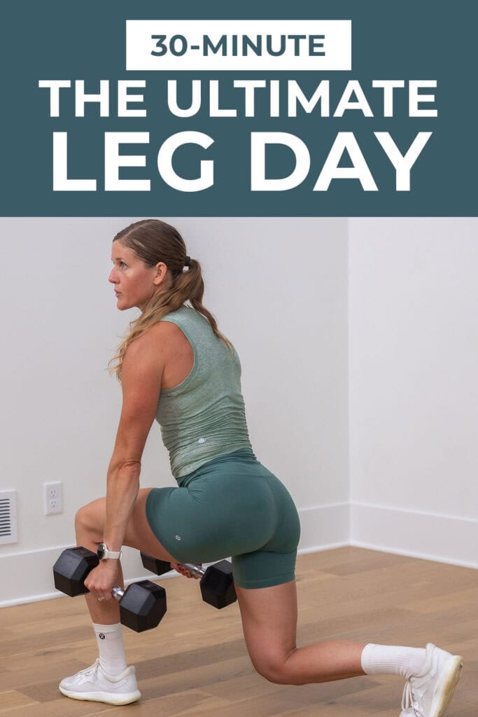 woman performing reverse lunge with dumbbells