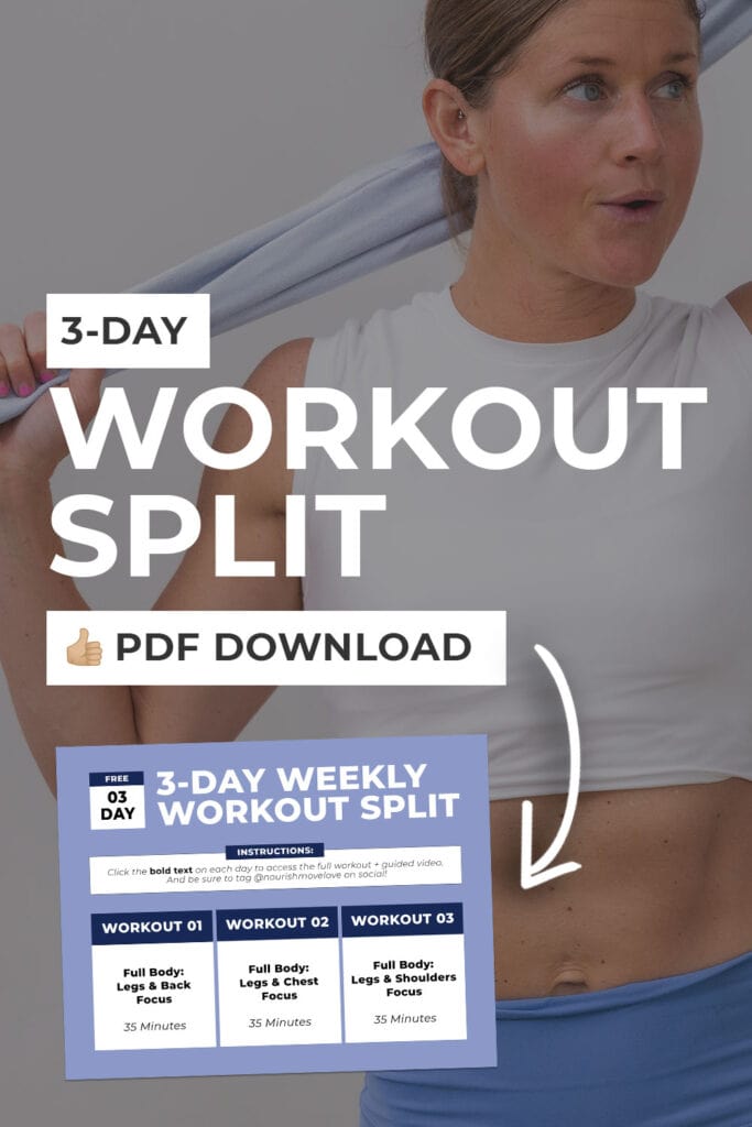 3 Day Workout Split PDF Guide Nourish Move Love