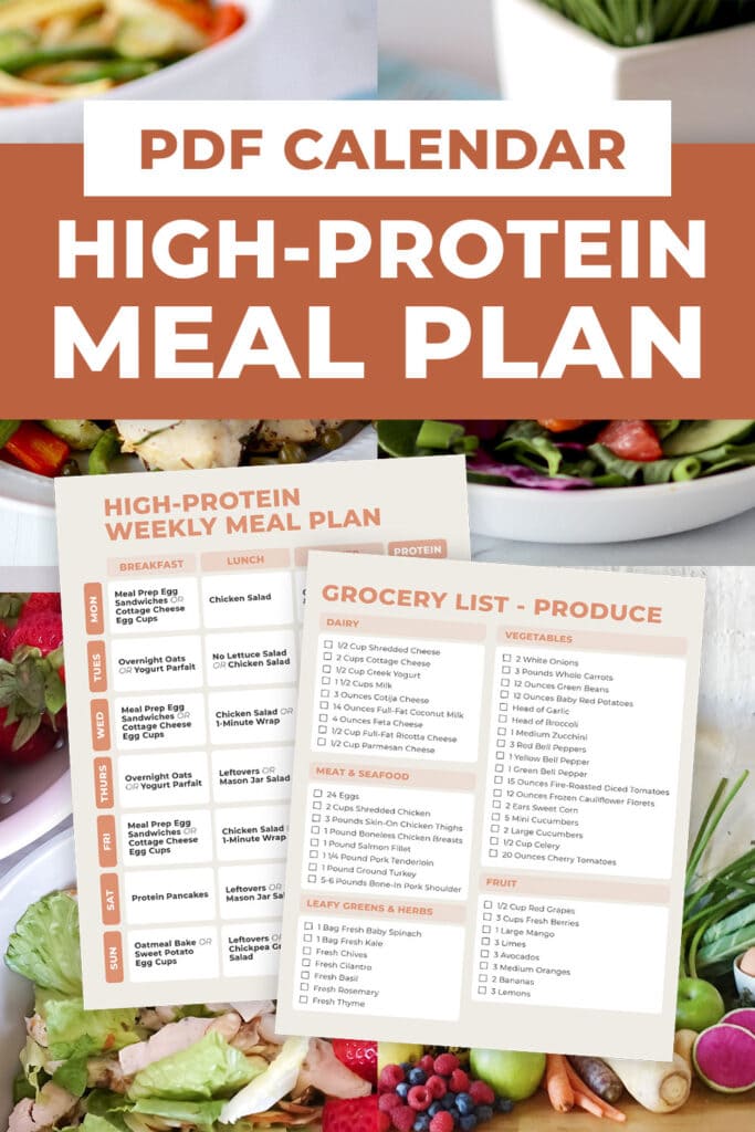 calendar showing high protein meal plan